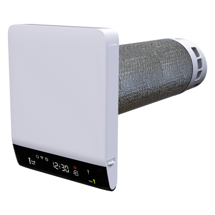FRESHPOINT 160-E PRO L1 - ściana 400-1000mm - jednostka wentylacji decentralnej z wymiennikiem miedzianym , matą grzewczą WIFI, czujnikiem wilgotności, CO2 oraz VOC
